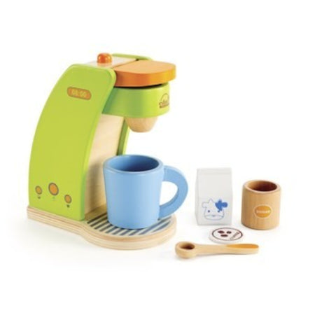 Toy coffee maker designed for imaginative play, promoting creativity and role-play in toddlers and preschoolers.