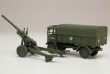 Model kit of AEC Matador and 5.5" gun at 1:76 scale, featuring 67 detailed plastic pieces for military modeling enthusiasts.