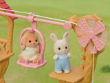 "Colorful Baby Ropeway Park playset with gondola, Milk Rabbit Baby, and detailed playground for imaginative play."