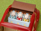 Triplets Stroller designed for Sylvanian Families, featuring a detachable seat and adjustable canopy for imaginative play.