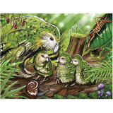 XL Jigsaw Puzzle featuring Kakapo artwork by Ned Barraud, perfect for family fun and educational activities about New Zealand wildlife.