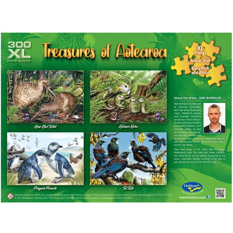 XL Jigsaw Puzzle featuring the Kakapo, a vibrant 300-piece puzzle showcasing New Zealand's wildlife and conservation.