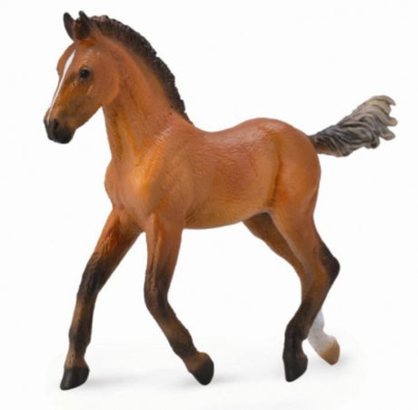 Realistic 10cm Collecta figurine of a Hanoverian foal in bay color, showcasing its elegance and strong build.