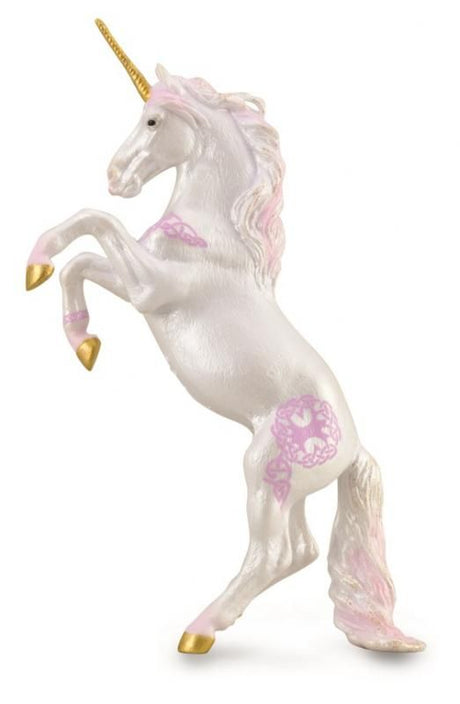 Lifelike pink unicorn figurine, 18.1cm long, perfect for collectors and unicorn lovers, showcasing exquisite detail and charm.