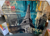 Set of 2 Eiffel Tower paintings featuring unique concave and convex designs, measuring 100cm x 100cm each.