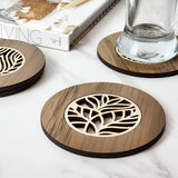 Handcrafted 10cm River Rimu coaster with unique colors and Pine veneer inlay, showcasing New Zealand's natural heritage.