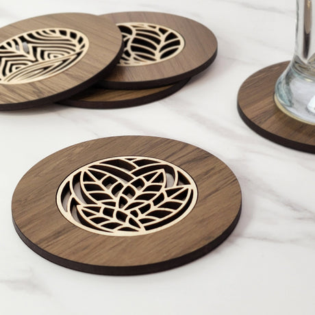 Eco-friendly 10cm coaster made from reclaimed NZ Riverwood Rimu, featuring unique colors and rustic elegance.