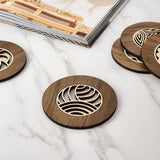 Single semi-circle river rimu coaster, 10cm, showcasing unique reclaimed wood patterns and natural hues from New Zealand's rivers.