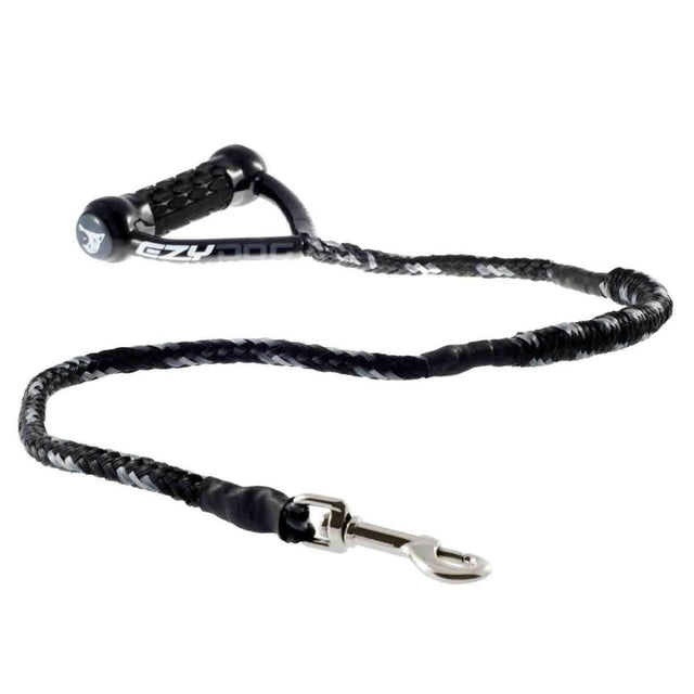 Shock-absorbing bungee dog leash in Cujo Black, 100cm long, designed for comfort and safety during walks with strong dogs.