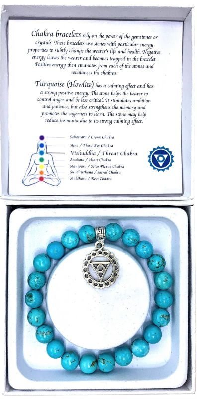 Turquoise throat chakra bracelet (7cm) promoting communication and self-expression with elegant design and soothing properties.