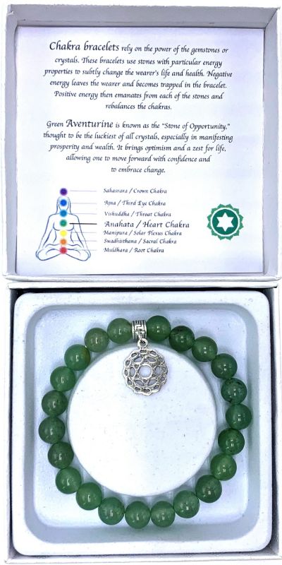 Aventurine Heart Chakra bracelet (7cm) for emotional healing and love, featuring unique green crystals for wellness and style.