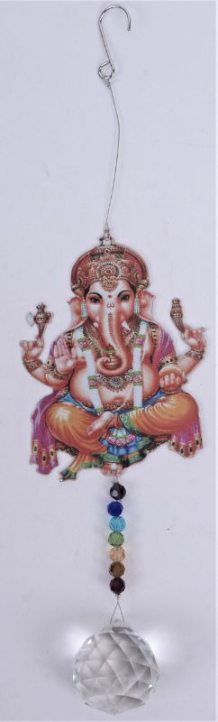 Colorful Ganesha suncatcher, 24.8 cm, radiates positivity and creates beautiful rainbows in your home decor.