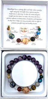 Amethyst Solar System Bracelet (7cm) features elegant amethyst stones symbolizing peace and connection to the universe.