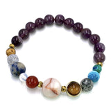 Amethyst Solar System Bracelet, 7cm, features purple stones symbolizing peace and cosmic connection, perfect for stylish mindfulness.