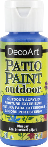 Vibrant blue jay outdoor acrylic paint for durable, stunning decor on various surfaces like wood and concrete.