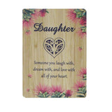 Elegant bamboo plaque celebrating mother-daughter love, featuring heartfelt saying and sturdy easel stand for easy display.