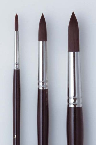 Artist Brush AS 1500 Synthetic Round 6 with deep red fibers, designed for precision in oil and acrylic painting.