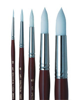 Artist Brush - White Taklon Round 01: Short handle, precision bristles for fine details and smooth washes, perfect for water-based media.