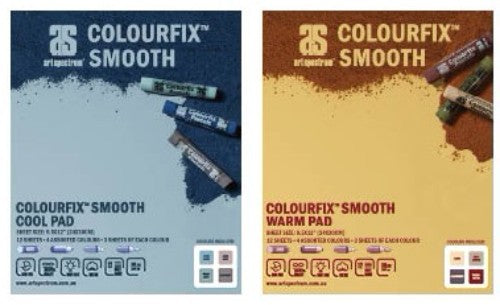 As Colourfix Smooth Pad with 12 vibrant sheets, perfect for pastels, acrylics, and mixed media, supports heavier art techniques.