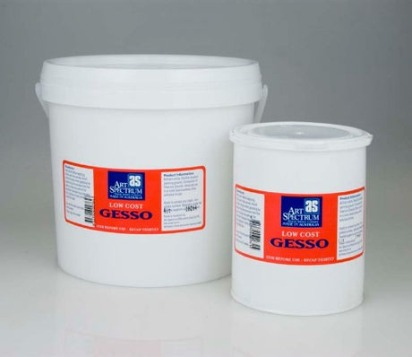 High-quality 4L artist gesso for smooth priming, enhancing acrylic paint adhesion on various surfaces.