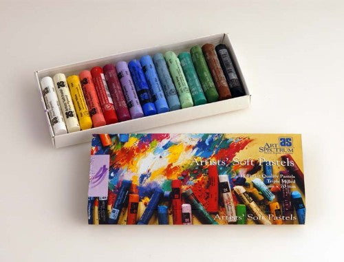 Artist Pastels Set of 15 vibrant colors, perfect for blending and drawing, packaged in a convenient clam shell case.