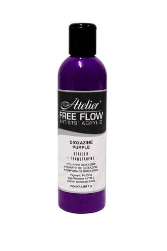 Acrylic paint in dioxazine purple, 250ml; vibrant, fluid, and quick-drying for diverse artistic techniques and layers.