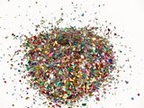 Vibrant 250ml jar of mixed confetti glitter, perfect for scrapbooking, card-making, and DIY projects, adding sparkle effortlessly.