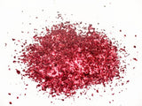 Vibrant red confetti glitter in a 500ml jar, perfect for crafts, scrapbooking, party decor, and non-toxic family fun.