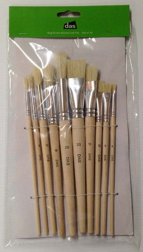 Assorted set of 10 high-quality artist brushes for watercolor, acrylic, or oil painting, suitable for all skill levels.