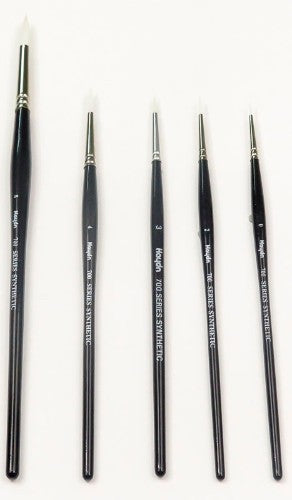 Haydn S700r Brush No.00 featuring sleek white Taklon bristles for precise detailing in watercolor, acrylic, and oil painting.