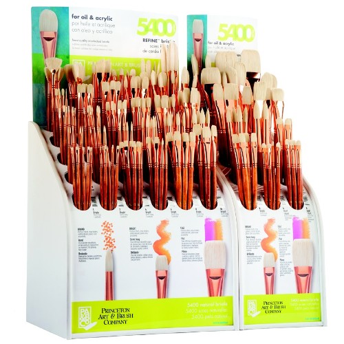 Princeton Refine 5400 Bright 6 brush with pigmented natural bristles, long handle for precision and control in various painting styles.