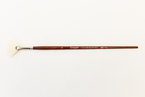 Premium Daler-Rowney Georgian S84 Fan Brush #4 with extra-fine Chungking bristles for precise strokes and vibrant color performance.