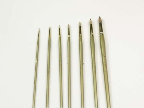 DASS2100 Syn-Mong L/H Round #16 artist brush with premium filaments, dark brown tip, and gold-plated ferrule for precision painting.