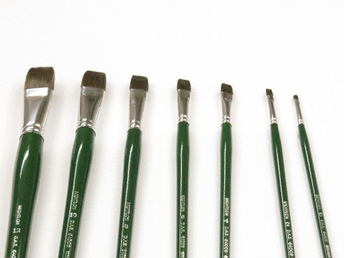 Artist Brush - S6400 Mightlon L/H Bright #4 with greenish-gray synthetic filaments, seamless ferrule, and polished long handle.