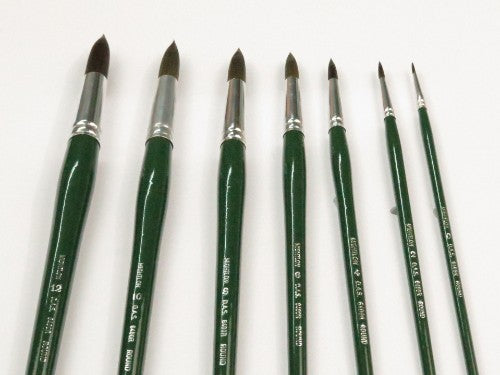 Artist Brush - S6400 Mightlon L/H Round #2 with greenish-gray synthetic filaments in a polished aluminum ferrule, ideal for precise painting.