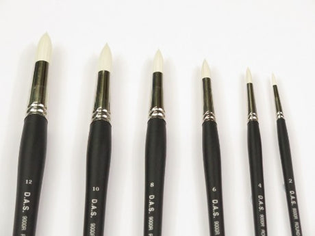 Artist Brush - S9000 Bristlon Round #12, featuring stiff white filaments and a polished long handle for precise painting.