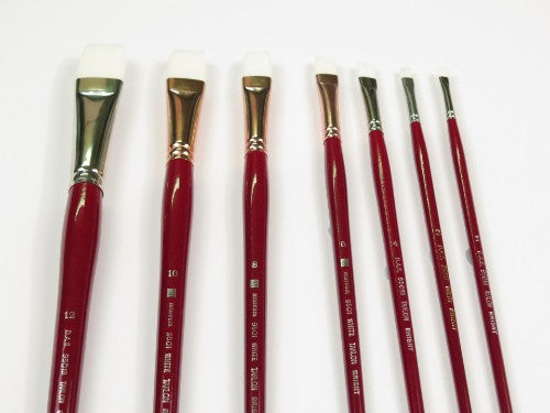 Artist Brush S9501 with White Taklon bristles, designed for precision in watercolor, acrylic, and gouache painting.