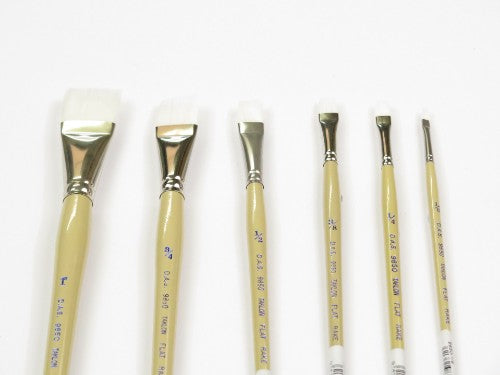 Artist Brush S9850 with 1/8" White Taklon rake design for detailed texture in watercolor, acrylic, and gouache painting.