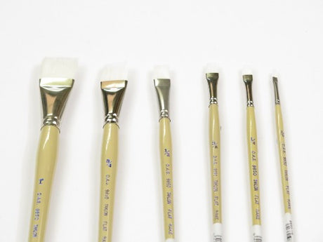 Artist Brush S9850 with White Taklon filaments, designed for precision in watercolor, acrylic, and gouache painting.