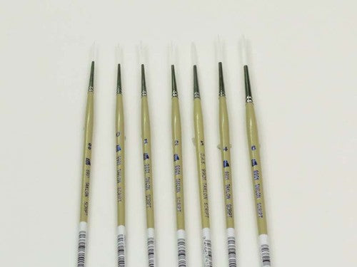 Precision S9901 White Taklon liner brush with tapered tip, ideal for detailed watercolor, acrylic, and gouache work.