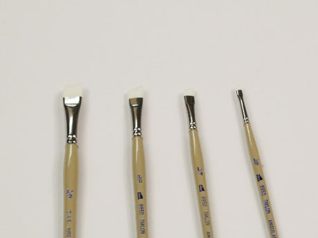 Angular 3/8" artist brush featuring durable White Taklon filaments for precise control and blending in various painting styles.