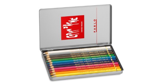 Artist Pencils Caran d'Ache Pablo Set of 12, featuring vibrant colors, exceptional covering power, and eco-friendly design.