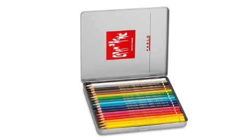 Caran d'Ache Pablo Set of 18 artist pencils, featuring vibrant colors, exceptional lightfastness, and smooth application.