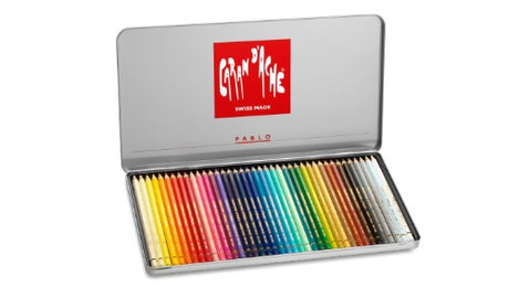 Premium Caran d'Ache Pablo artist pencils set of 40, featuring vibrant colors, high covering power, and eco-friendly design.