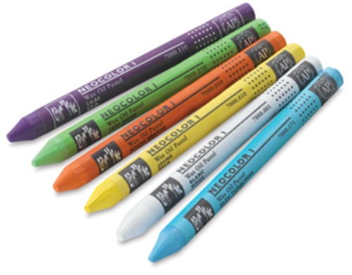 Light grey Caran D’Ache Neocolor I wax oil pastels pack of 10, ideal for artists with smooth texture and vibrant, water-resistant colors.