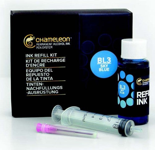 Chameleon Refill 25ml in Olive Green, vibrant alcohol-based ink for artists, ideal for blending and layering in artwork.