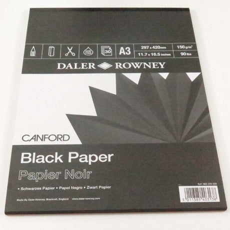 A3 sketch pad with thick high-quality black paper, ideal for detailed illustrations and artistic projects.