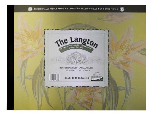 Premium 12x9 inch Langton Watercolour Pad featuring acid-free, colour stable paper for sketching and painting.