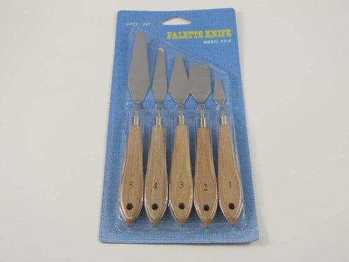 Das Palette Knife Set 93-A with stainless steel knives for blending and texturing in acrylic and oil painting.