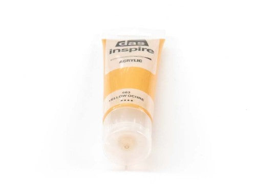 Rich yellow ochre acrylic paint in a 75ml tube, perfect for artists seeking quality and versatility in their artwork.